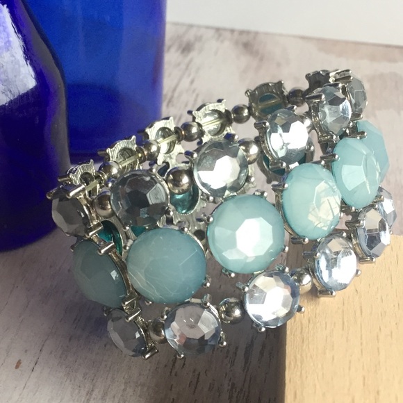 Jewelry - Stretch Bracelet Sparkling Silver and Blue